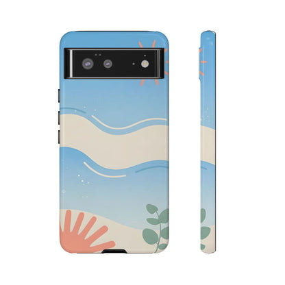 Beach Waves Tough Phone Case — Summer Sun & Seashell Protective Cover