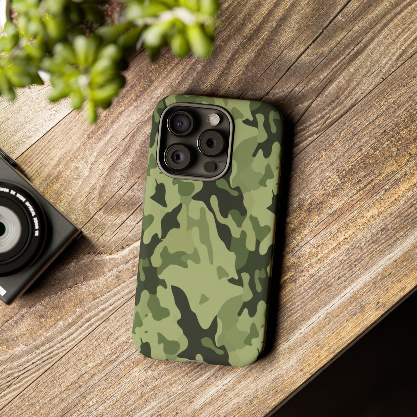 Camo Tough Phone Case — Military Green Protective iPhone Cover