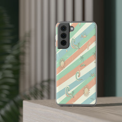 Beach Vibes Phone Case — Retro Pastel Surf & Palm Protective Flexi Case