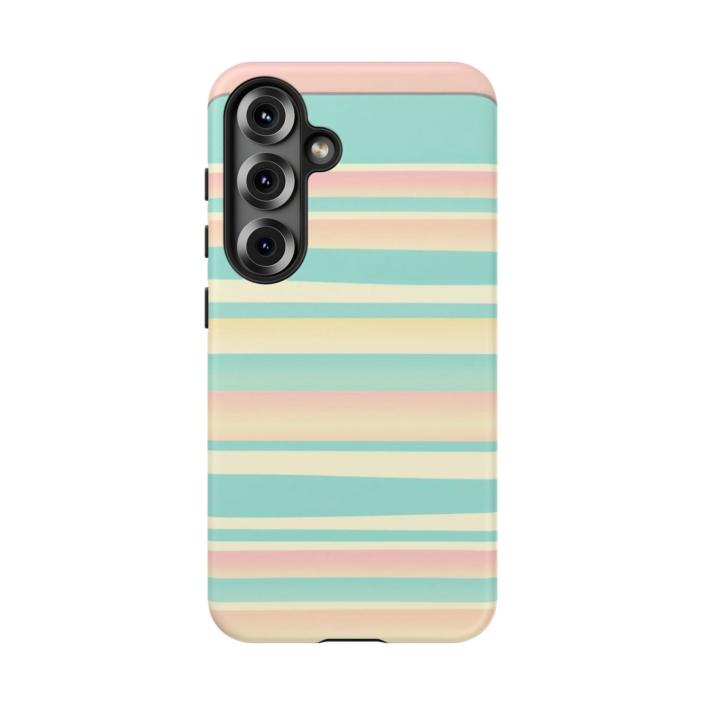 Pastel Striped Tough Phone Case — Mint, Peach & Cream Protective Cover