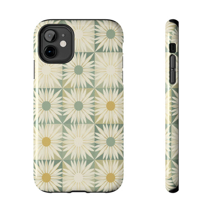 Retro Daisy Tough Phone Case — Vintage Floral Protective Cover for iPhone