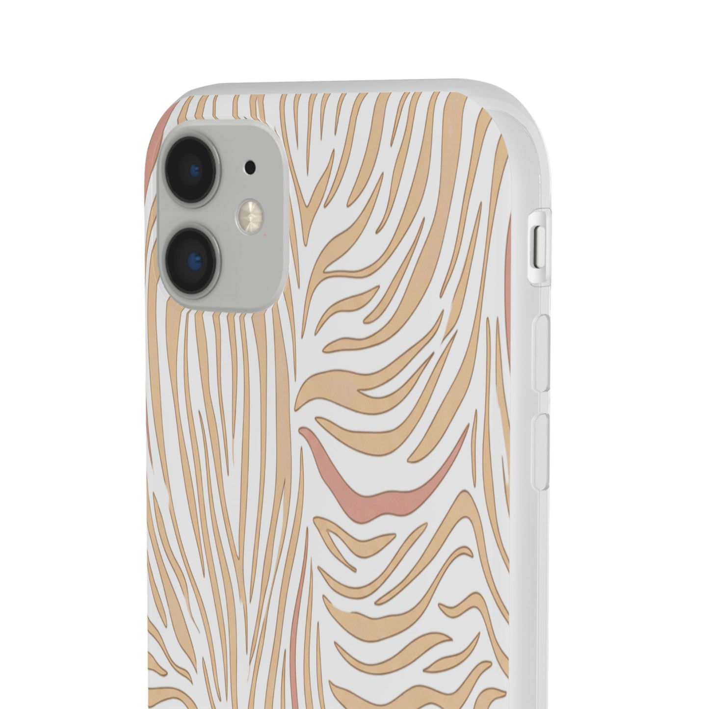 Neutral Zebra Print Flexi Case — Beige & Rose Gold Animal Pattern Phone Cover
