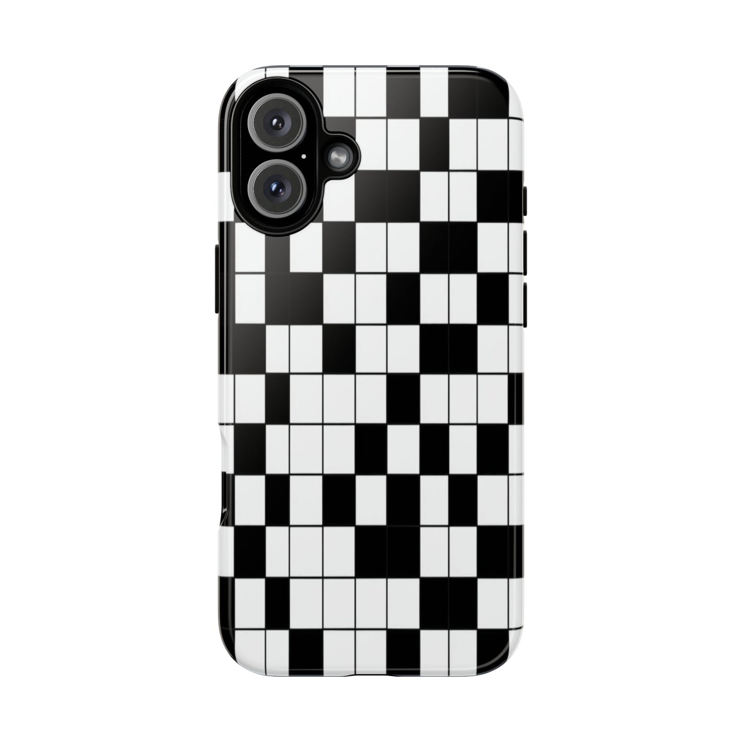 Crossword Grid Phone Case — Black & White Puzzle Pattern Tough Phone Cover
