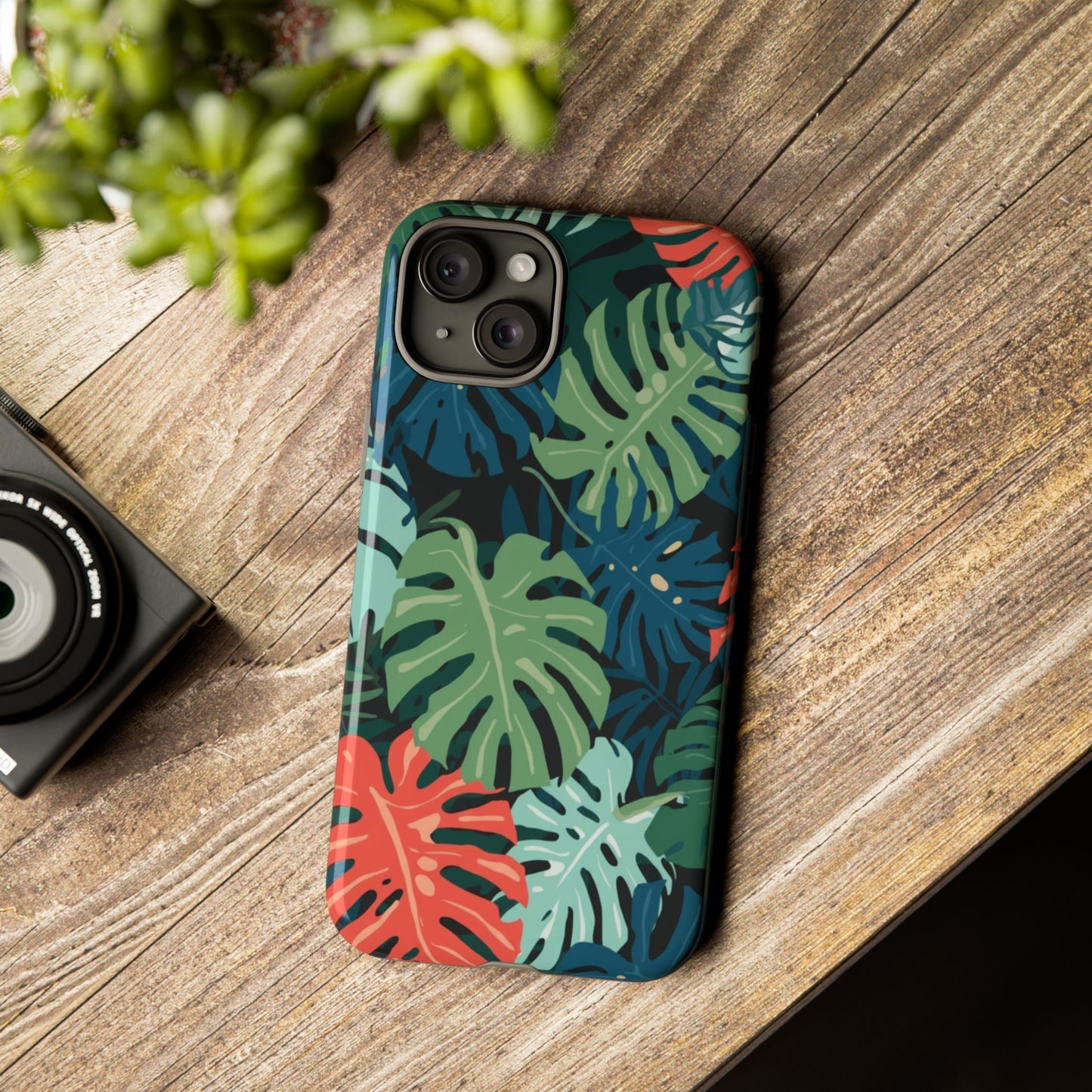Tropical Monstera Phone Case — Colorful Leaf Protective Tough Case