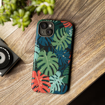 Tropical Monstera Phone Case — Colorful Leaf Protective Tough Case