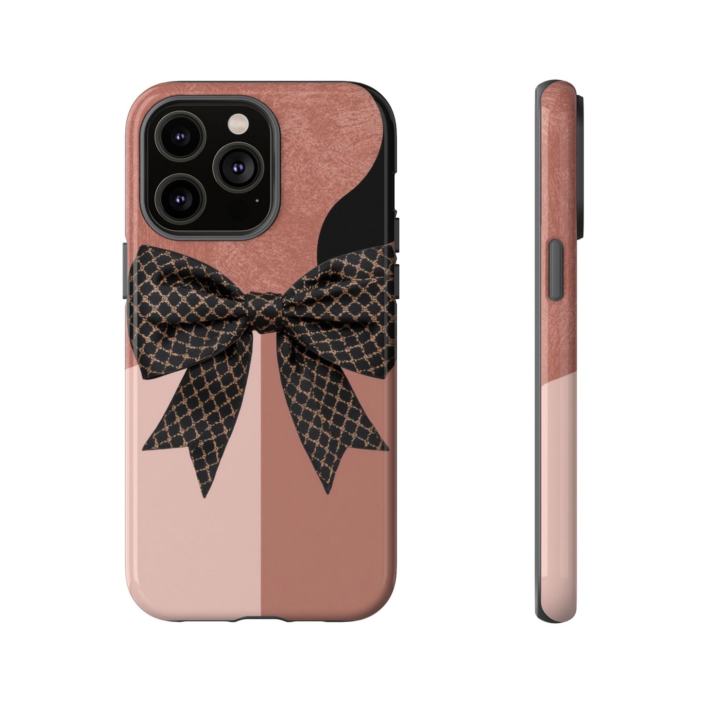 Bow Stripe Tough Phone Case – Pink Mauve Protective Cover