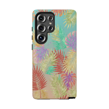 Tropical Palm Leaf Tough Phone Case – Colorful Pastel Botanical Protection