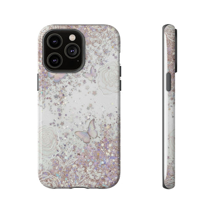 Butterfly Glitter Tough Phone Case — Floral Sparkle Protective Case