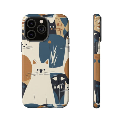 Cat Pattern Phone Case – Retro Abstract Cats Protective iPhone Cover