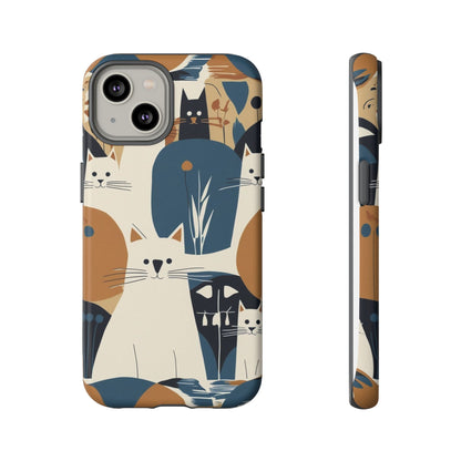 Cat Pattern Phone Case – Retro Abstract Cats Protective iPhone Cover