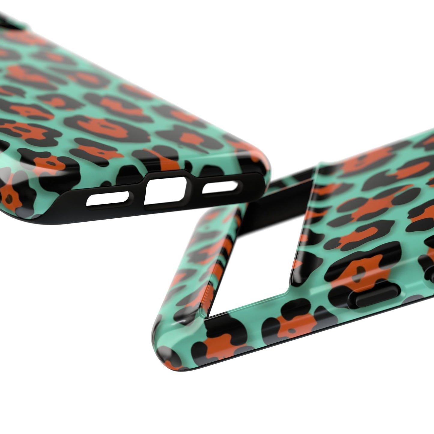 Teal & Rust Leopard Phone Case — Tough Protective Animal Print