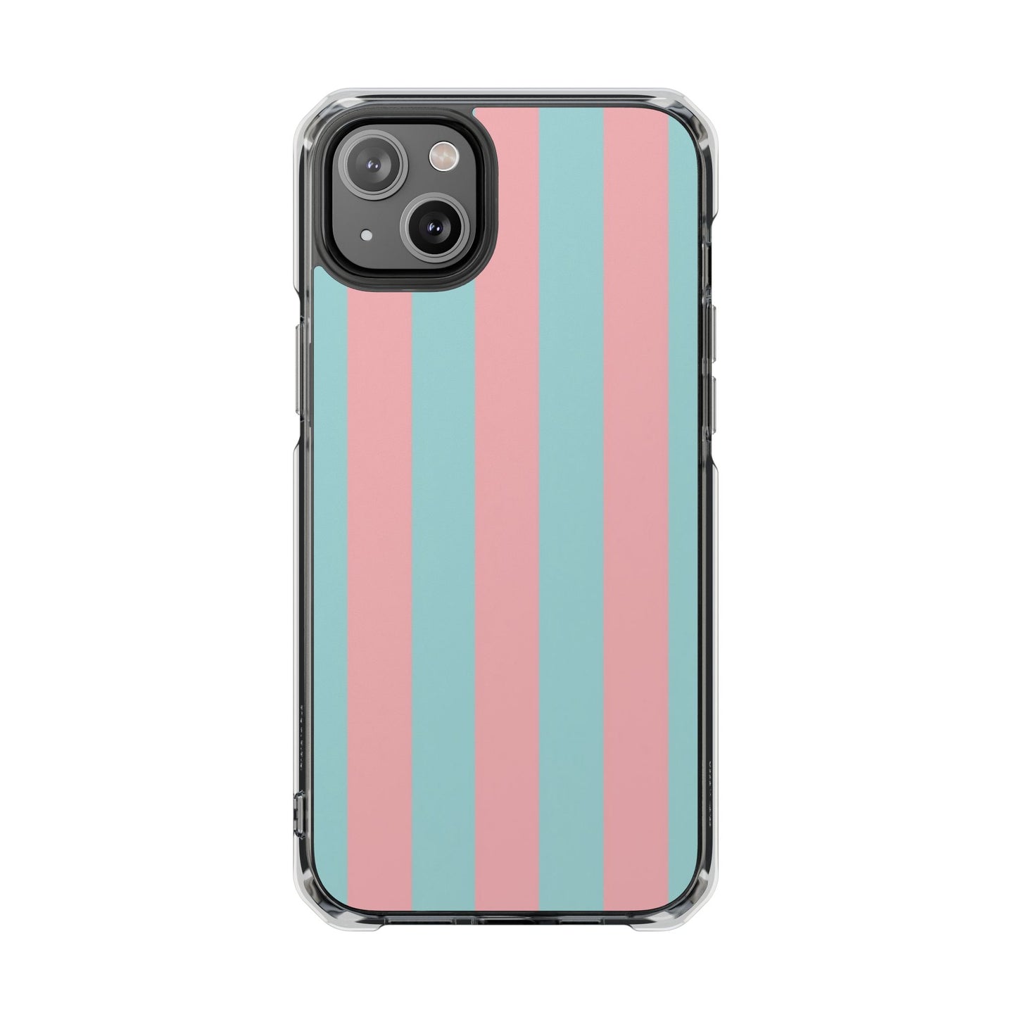 Pink and Blue Stripe Magnetic Clear Phone Case