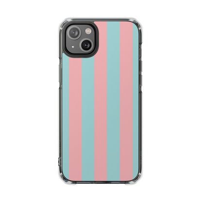Pink and Blue Stripe Magnetic Clear Phone Case