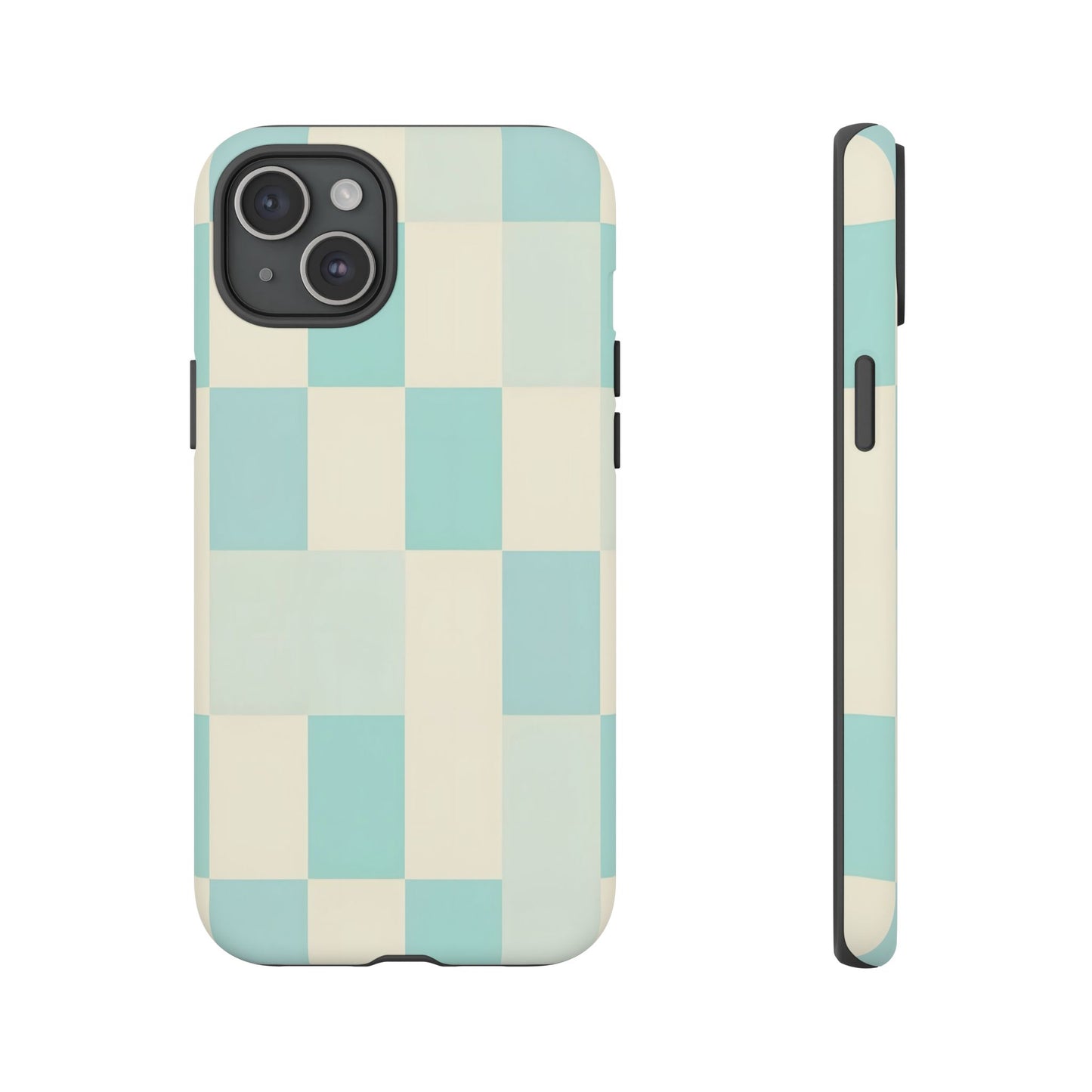 Pastel Checkerboard Tough Case – Mint & Cream Protective Phone Cover