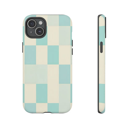 Pastel Checkerboard Tough Case – Mint & Cream Protective Phone Cover
