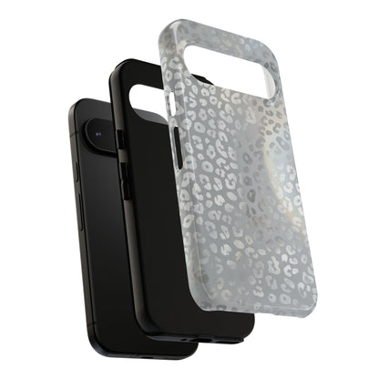 Grey Leopard Print Tough Phone Case — Durable Protective iPhone Cover