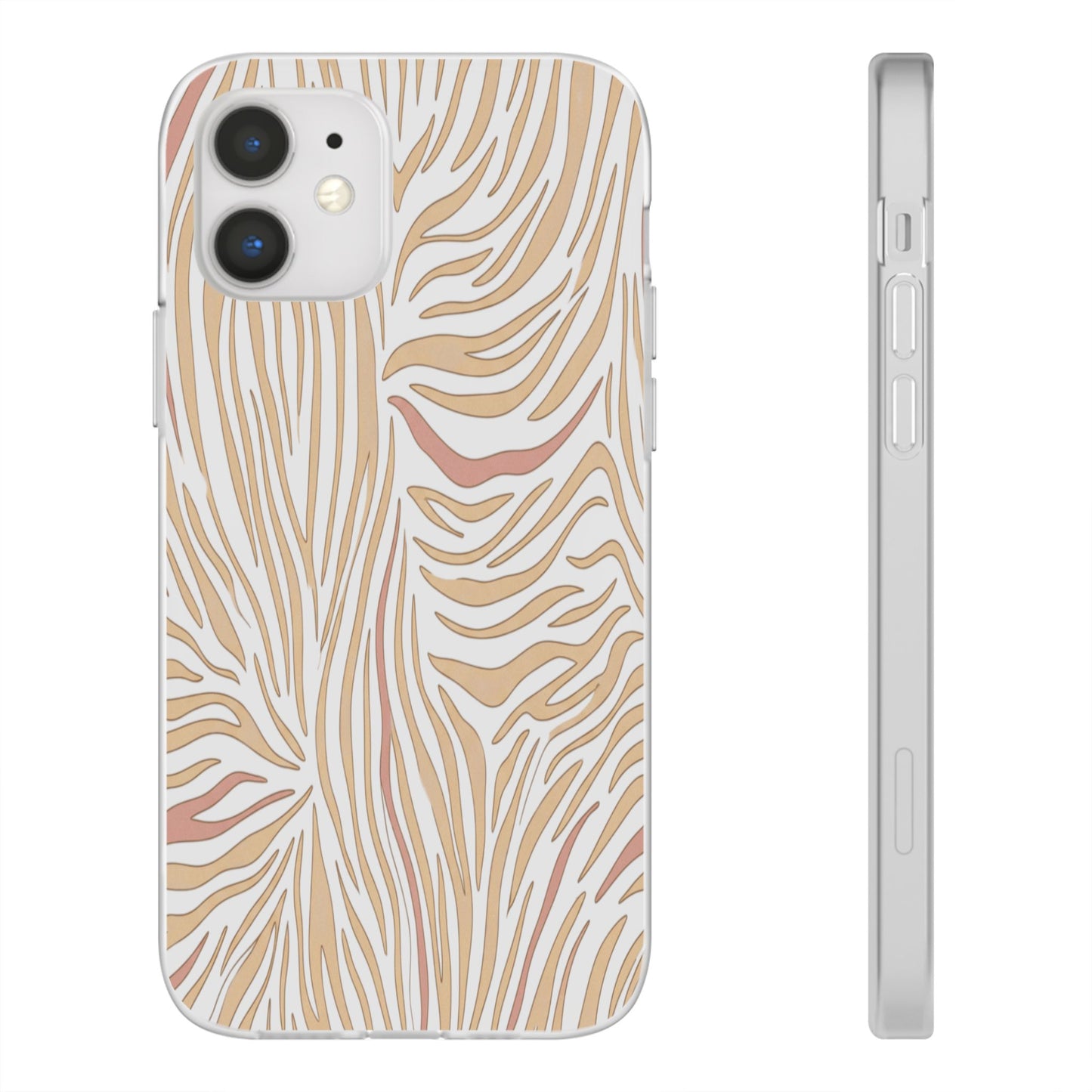 Neutral Zebra Print Flexi Case — Beige & Rose Gold Animal Pattern Phone Cover