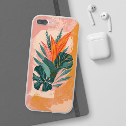 Tropical Botanical Phone Case — Pink & Orange Floral Flexi Case
