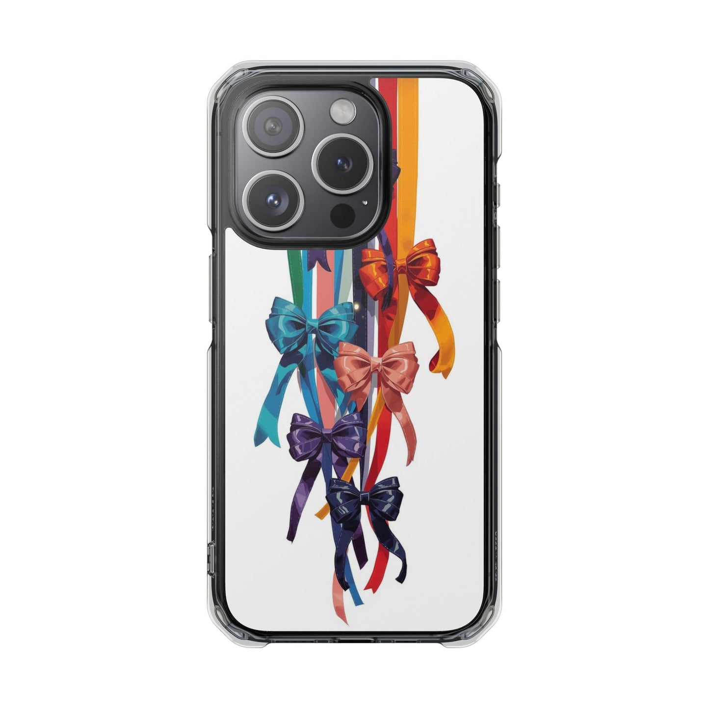 Clear Magnetic Phone Case — Colorful Ribbon Bows Design
