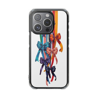 Clear Magnetic Phone Case — Colorful Ribbon Bows Design