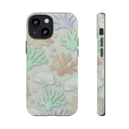 Pastel Coral Reef Tough Phone Case – Sea Shell & Coral Pattern Durable Protector