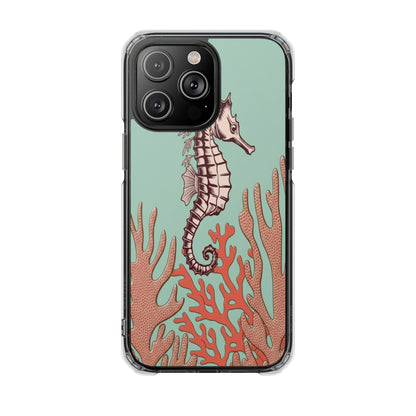 Clear Magnetic Phone Case — Seahorse & Coral Ocean Design