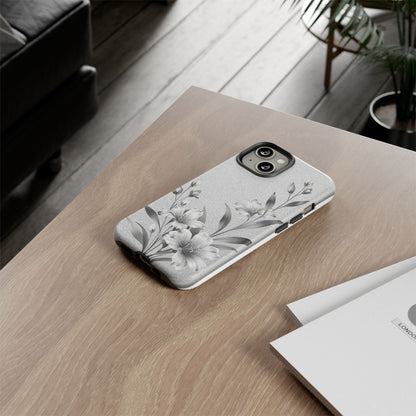 Floral Monochrome Phone Case — Elegant Black & White Lily Design
