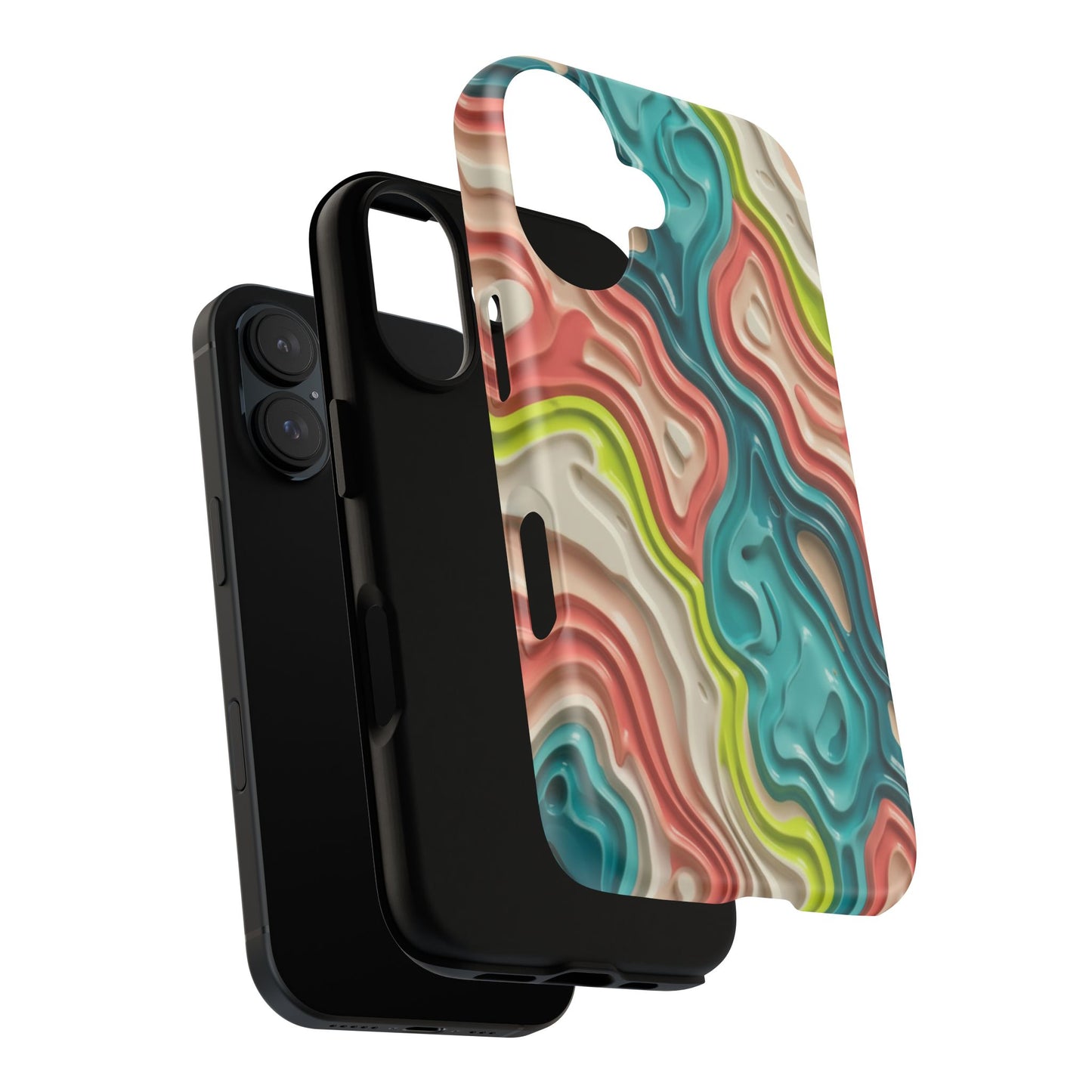 Abstract Contour Phone Case — Colorful Topographic Pattern Tough Case