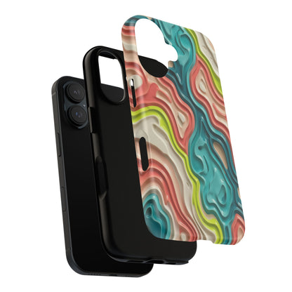 Abstract Contour Phone Case — Colorful Topographic Pattern Tough Case