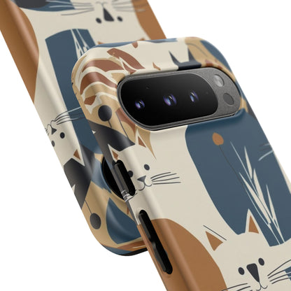 Cat Pattern Phone Case – Retro Abstract Cats Protective iPhone Cover