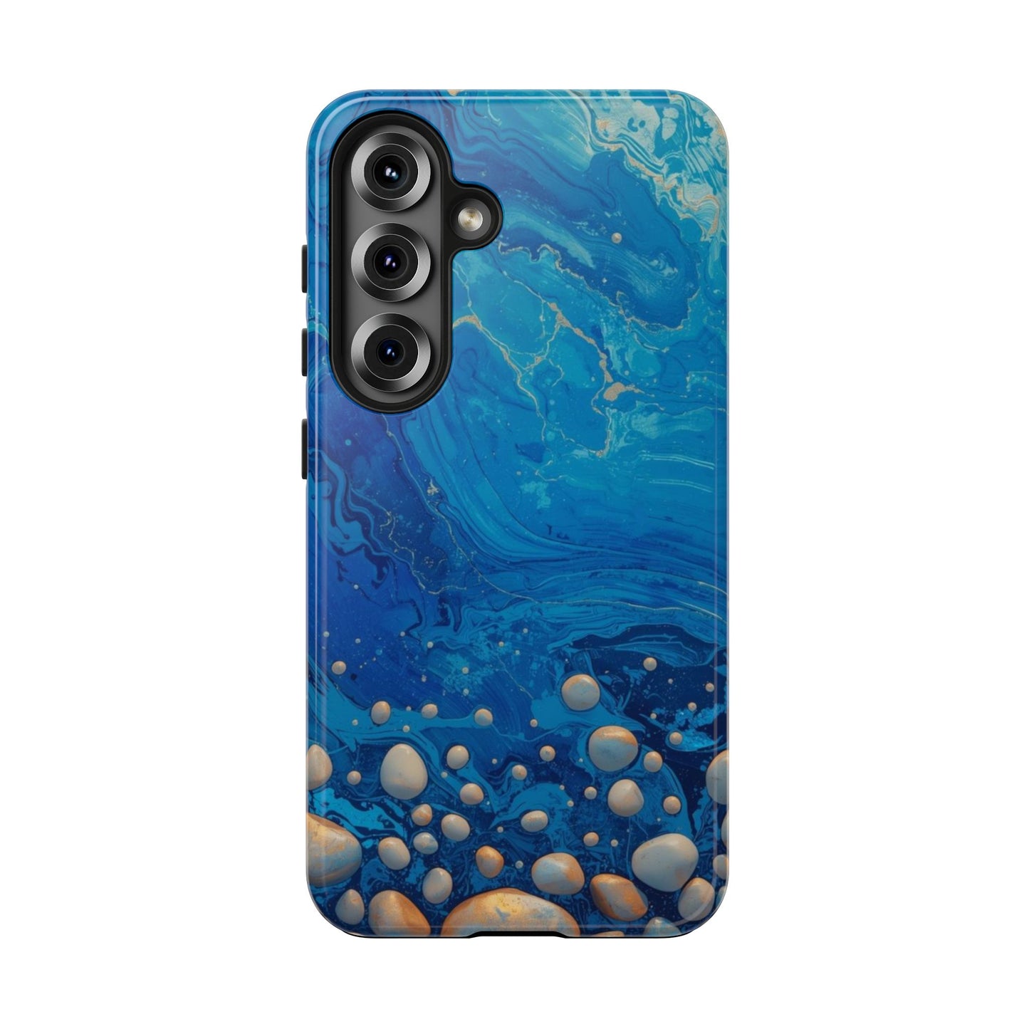 Blue Ocean Pebble Tough Phone Case — Protective Artistic Marble Design
