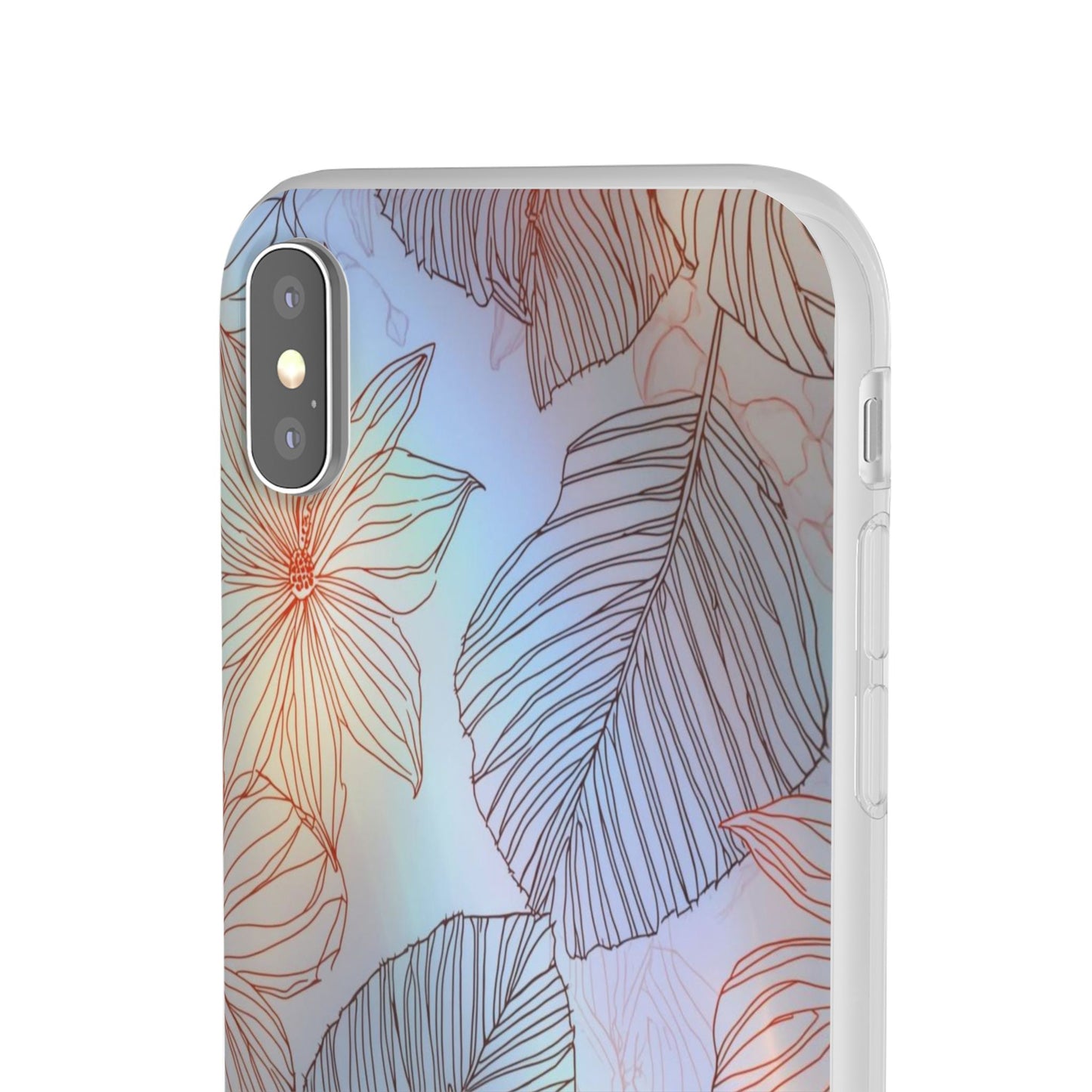 Floral Holographic Phone Case — Iridescent Leaves & Flowers Flexi Case