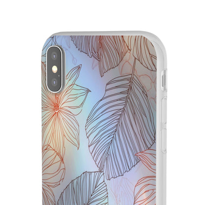 Floral Holographic Phone Case — Iridescent Leaves & Flowers Flexi Case