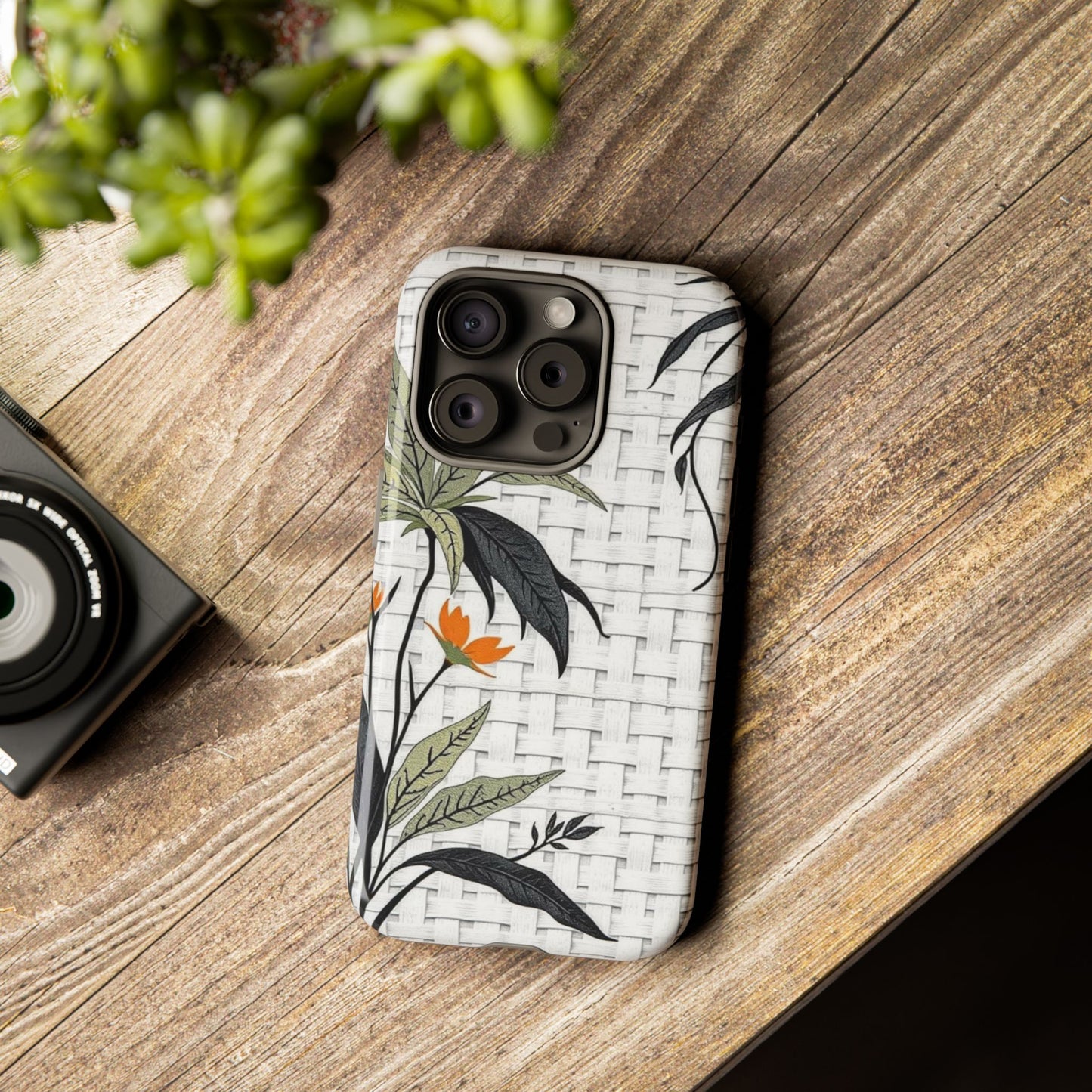Floral Woven Tough Phone Case — Protective Botanical iPhone Cover
