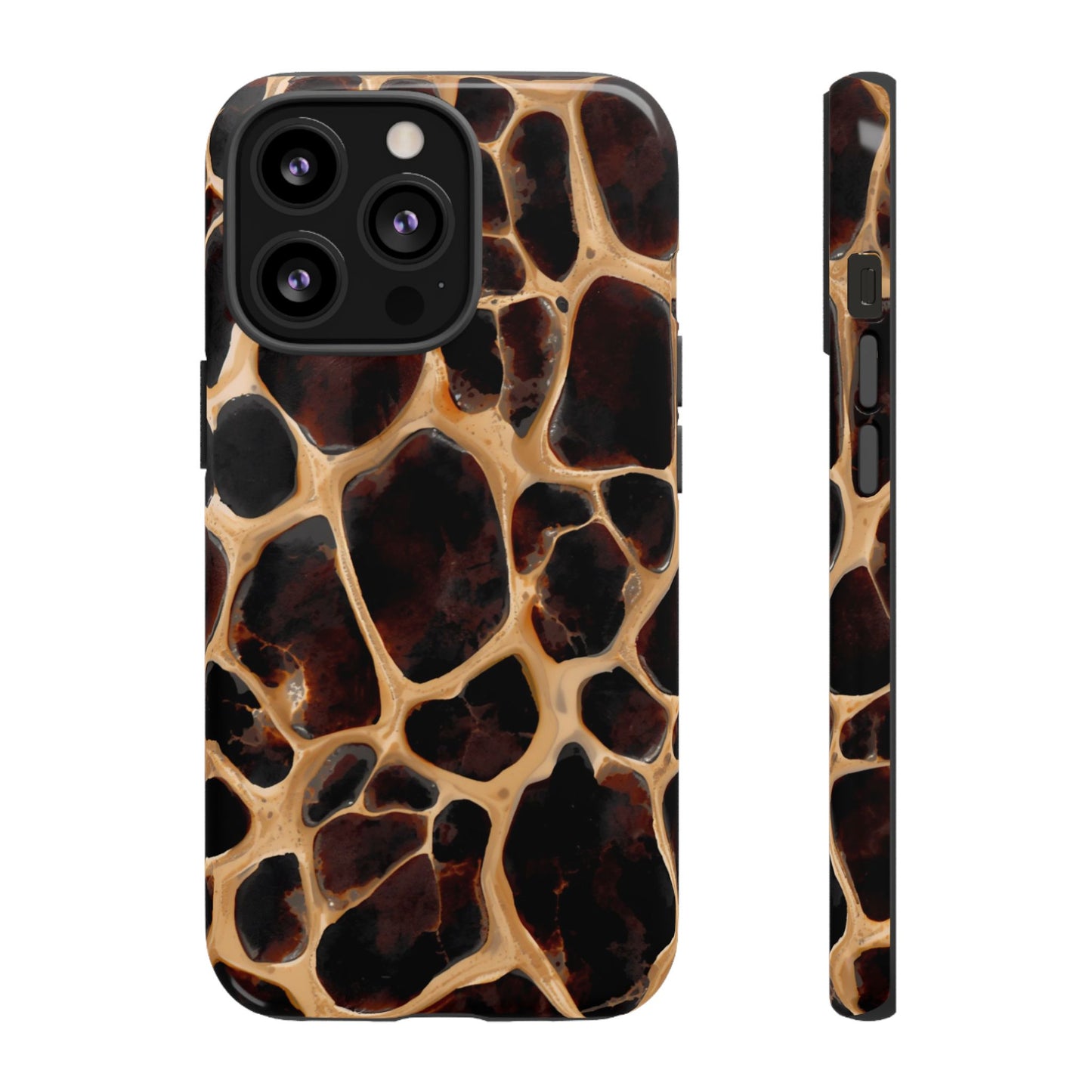 Phone Case — Brown Leather Dot Texture Rugged Protective Cover