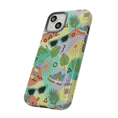 Tropical Summer Phone Case — Retro Sunglasses, Sneakers & Palm Pattern