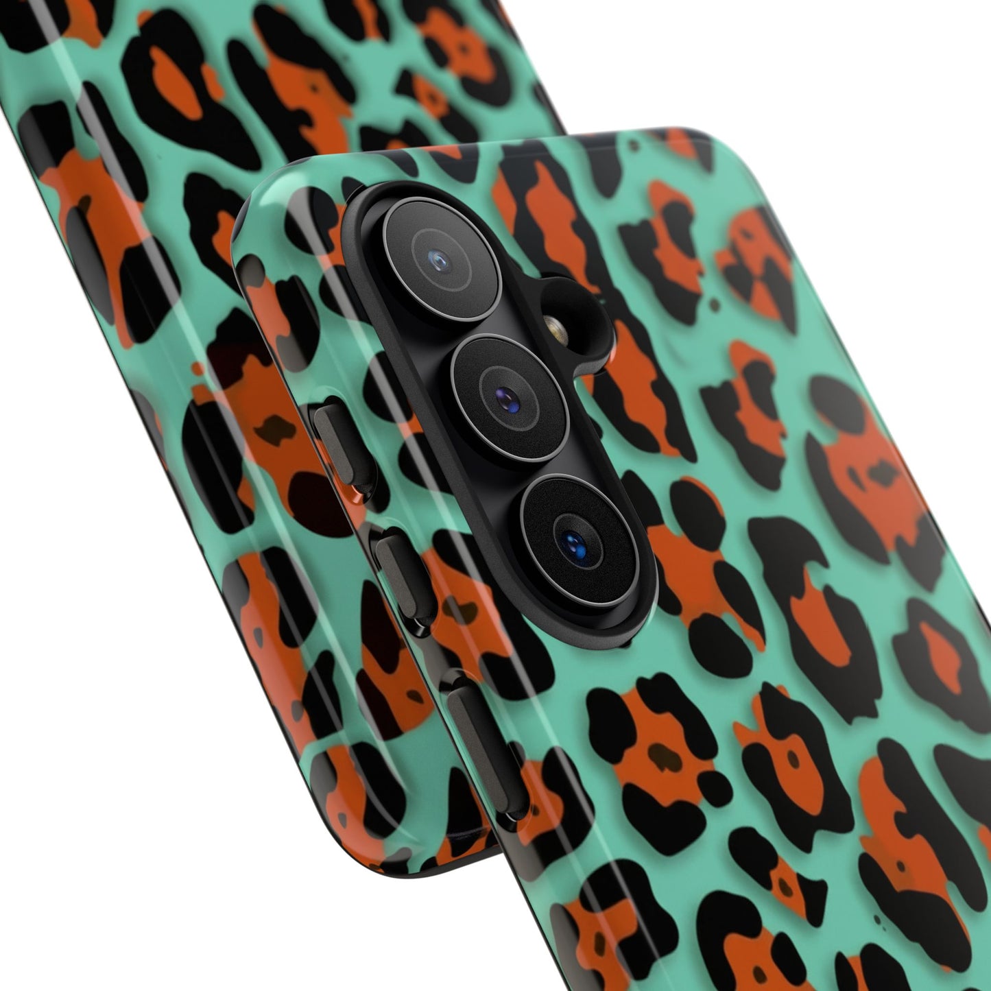 Teal & Rust Leopard Phone Case — Tough Protective Animal Print