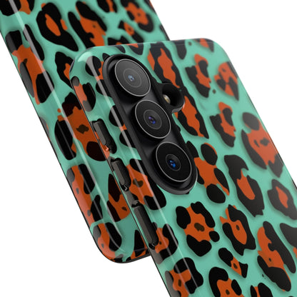 Teal & Rust Leopard Phone Case — Tough Protective Animal Print