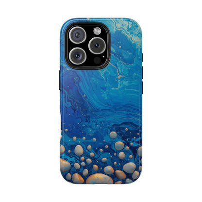 Blue Ocean Pebble Tough Phone Case — Protective Artistic Marble Design