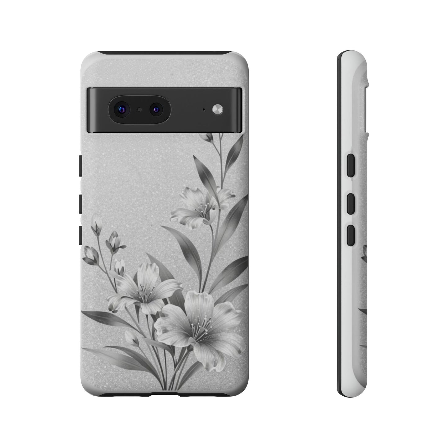 Floral Monochrome Phone Case — Elegant Black & White Lily Design