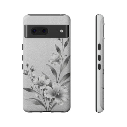 Floral Monochrome Phone Case — Elegant Black & White Lily Design