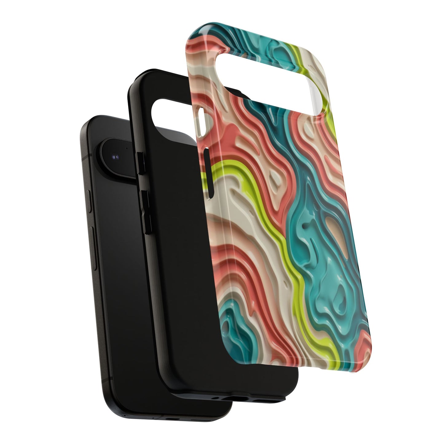 Abstract Contour Phone Case — Colorful Topographic Pattern Tough Case