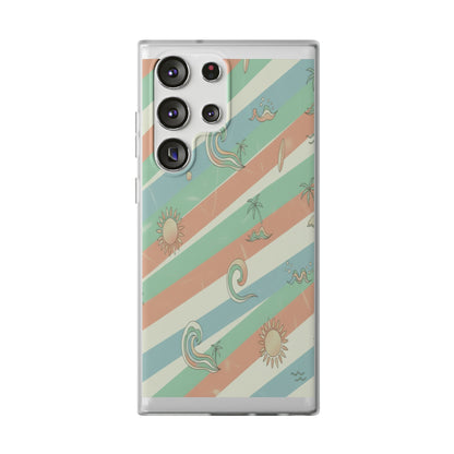 Beach Vibes Phone Case — Retro Pastel Surf & Palm Protective Flexi Case
