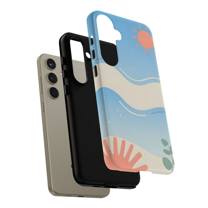 Beach Waves Tough Phone Case — Summer Sun & Seashell Protective Cover