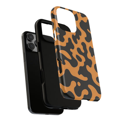 Leopard Print Phone Case — Orange & Black Tough Pattern Protective Cover