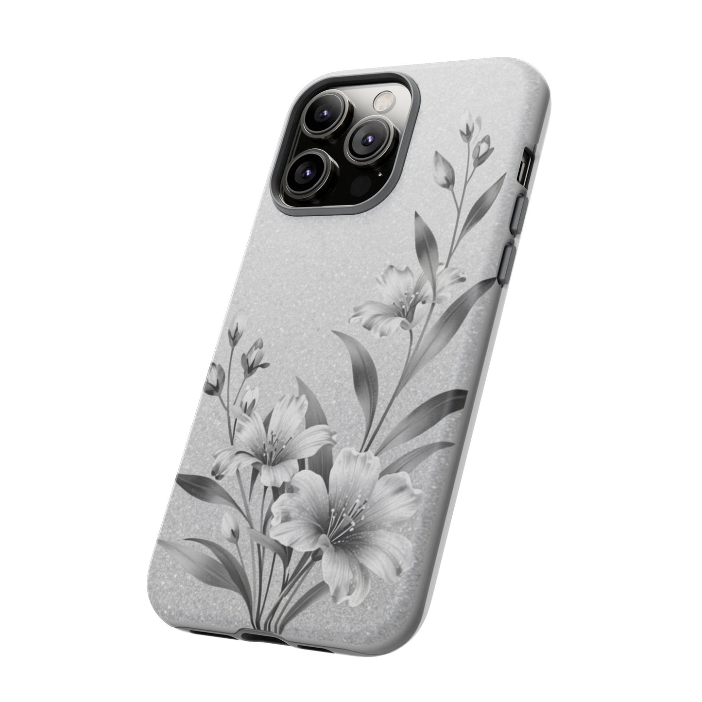 Floral Monochrome Phone Case — Elegant Black & White Lily Design
