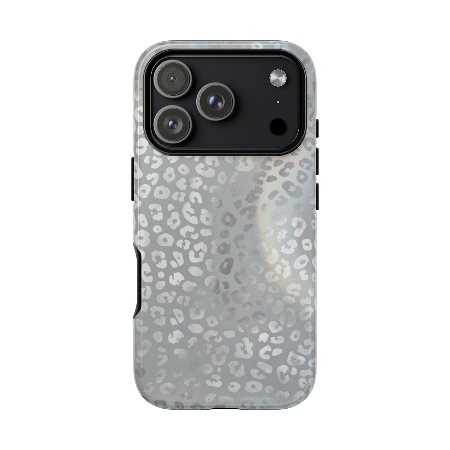 Grey Leopard Print Tough Phone Case — Durable Protective iPhone Cover