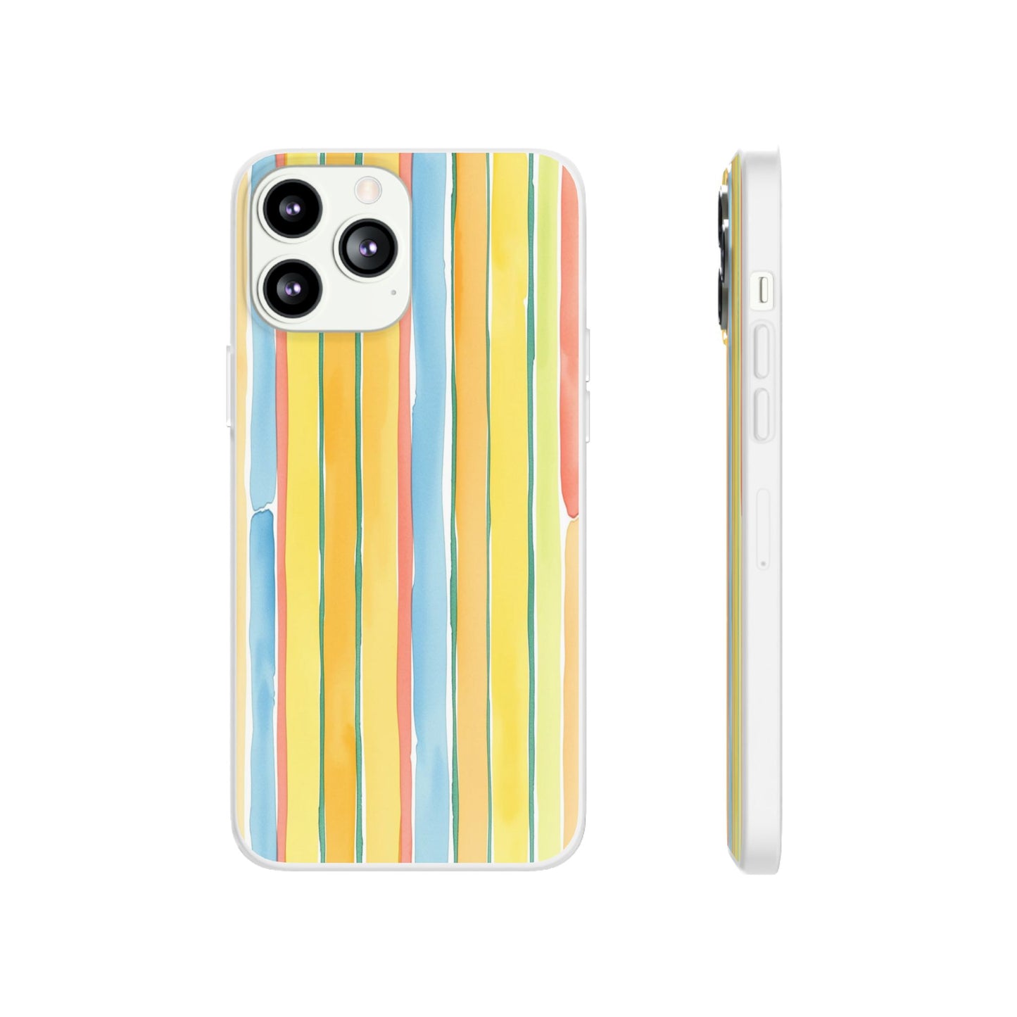 Watercolor Stripe Phone Case — Bright Pastel Vertical Stripes Protective Flexi Case
