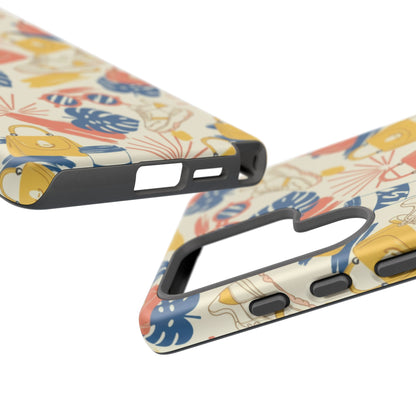Tough Cases: Retro Summer Pattern Phone Case – Sunglasses, Sneakers & Tropical Leaves