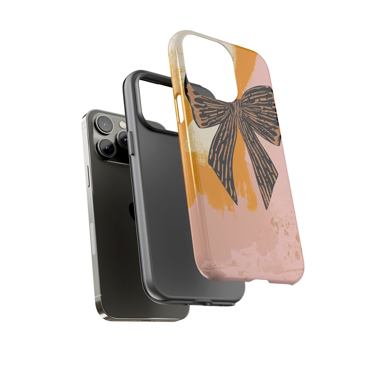 Bow Brushstroke Tough Phone Case — Pink & Mustard